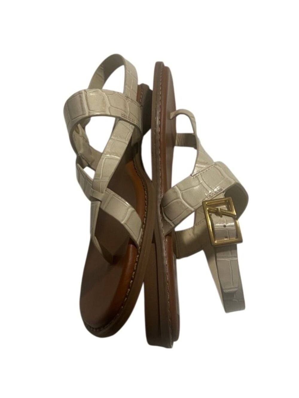 Franco Sarto Gabby Cream Open Round Toe Slingback Flat Sandals Size 9 New - Picture 6 of 10